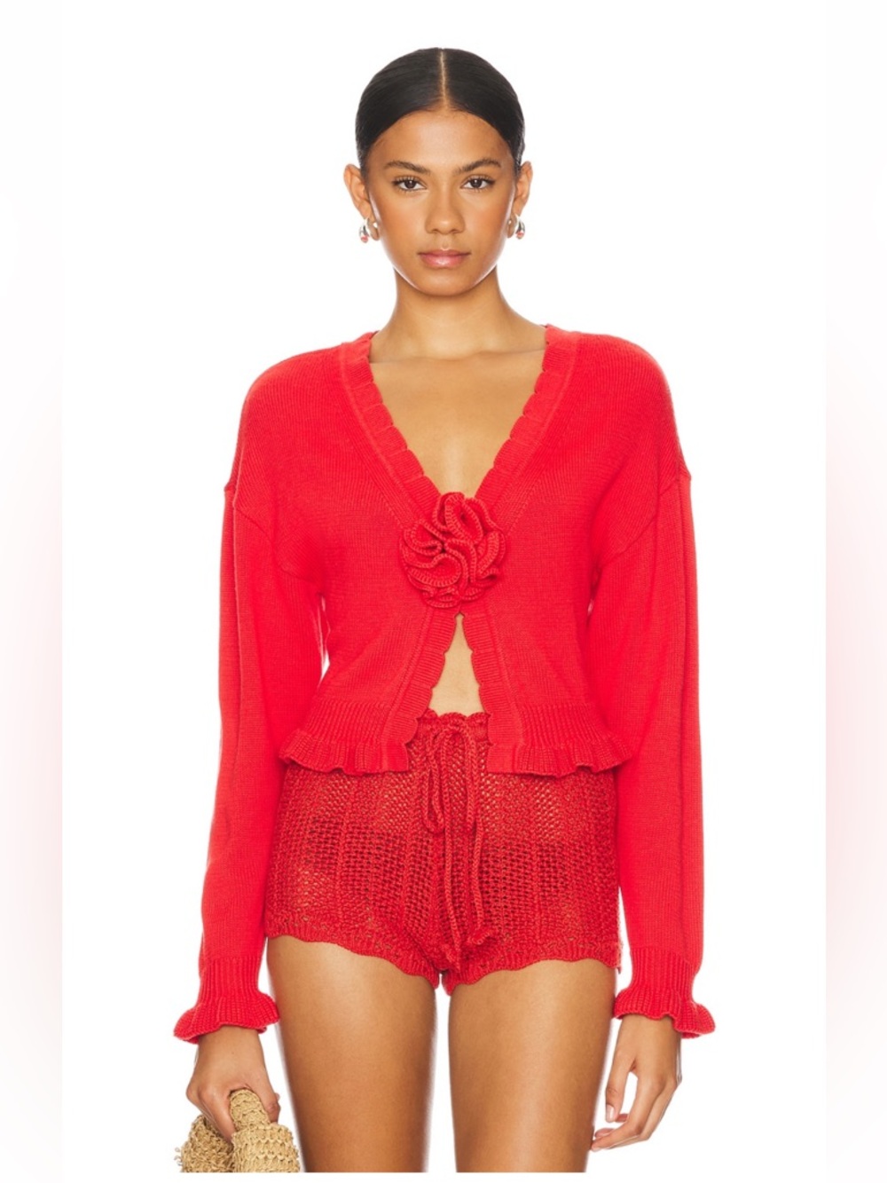 Tularosa Jovian Rosette Cardigan in Red